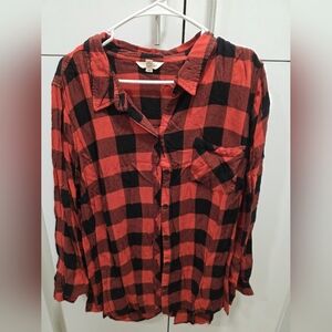 Women's Orange and Black Checkered Shirt